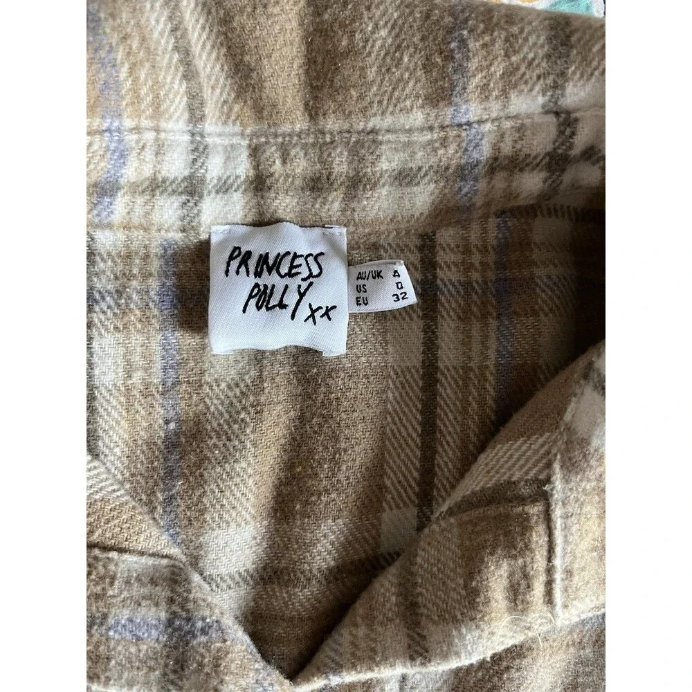 PRINCESS POLLY Mila Plaid Oversized Flannel Button-up Shirt Shacket Size 0 - Picture 7 of 8